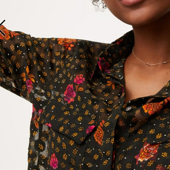 LOFT Fall Floral Utility Blouse - Picture 2 of 5